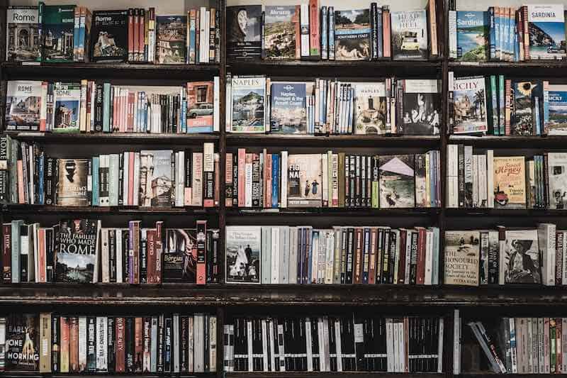 book shelf at book store